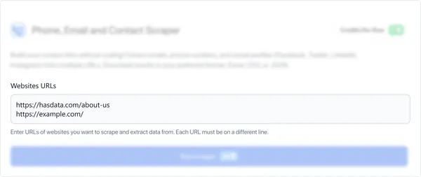 Enter the URLs of the websites you want to scrape, with each URL on a separate line.
