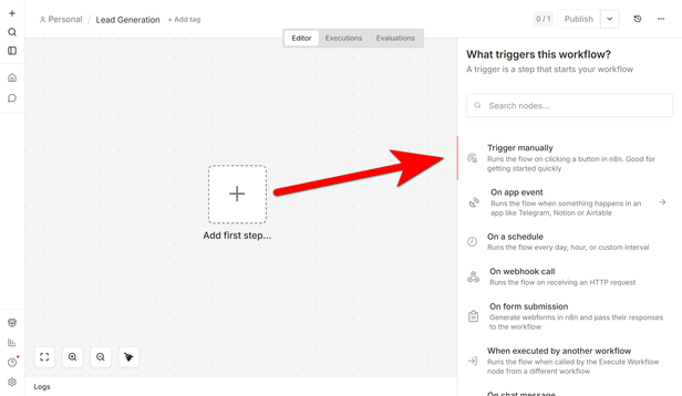 Manual Trigger Node