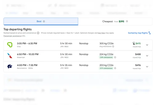 Flight Search Results