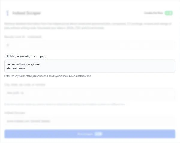 Enter the job title, keywords, or company you want to search for. Put each search query on a different line.
