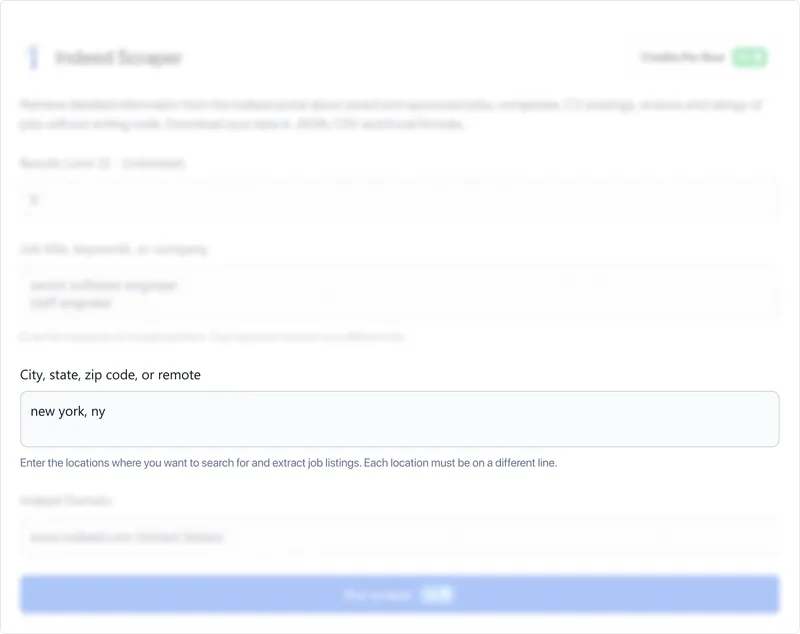 Specify the city, state, zip code, or select "remote" to target remote jobs.