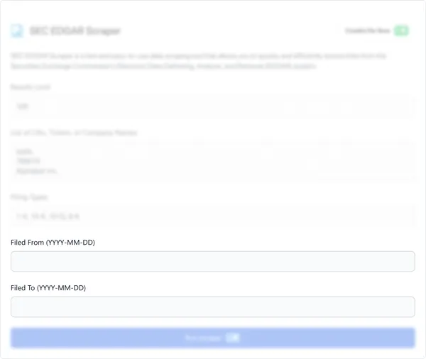 Specify the filed date range if necessary. Enter the "Filed from" and "Filed to" dates to filter the data based on the filing date. 