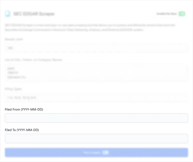 Specify the filed date range if necessary. Enter the "Filed from" and "Filed to" dates to filter the data based on the filing date. 