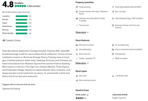 Amenities, Rating & Reviews