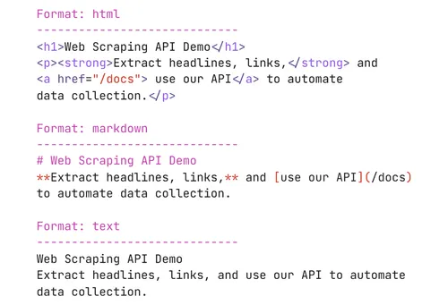 Multiple Output Formats
