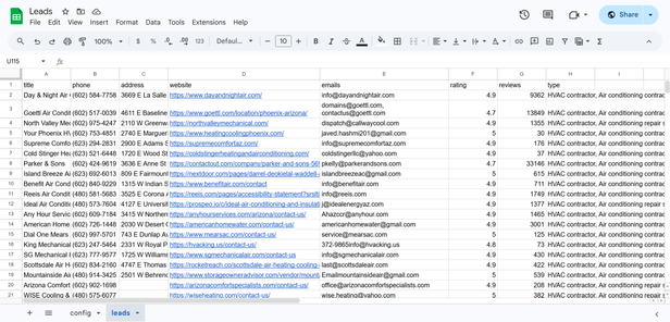 Google Sheets Result Screenshot