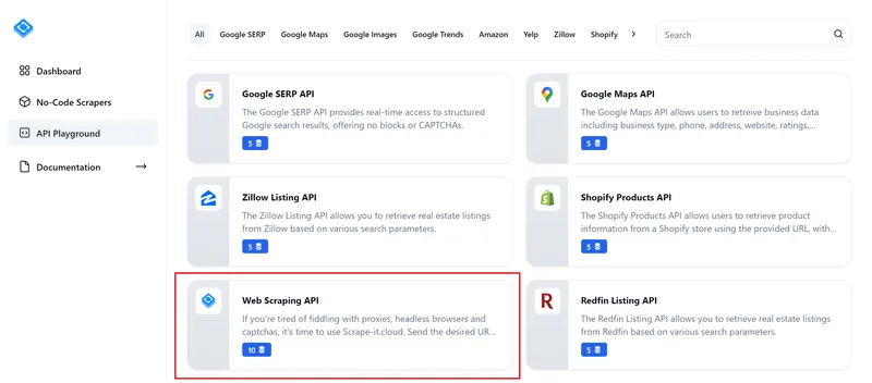 Research our API Playground