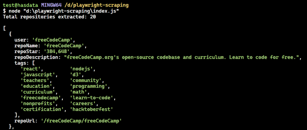 Print Repositories Data
