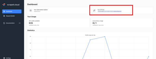 Scrape-it.Cloud dashboard