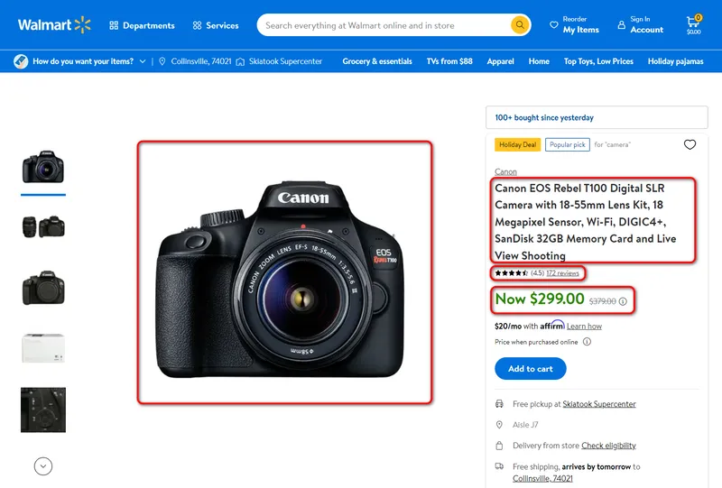 Walmart Product Page