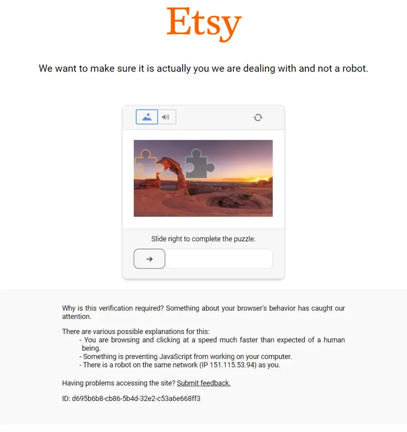 Etsy captcha example