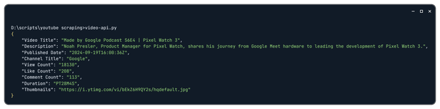 YouTube video API example