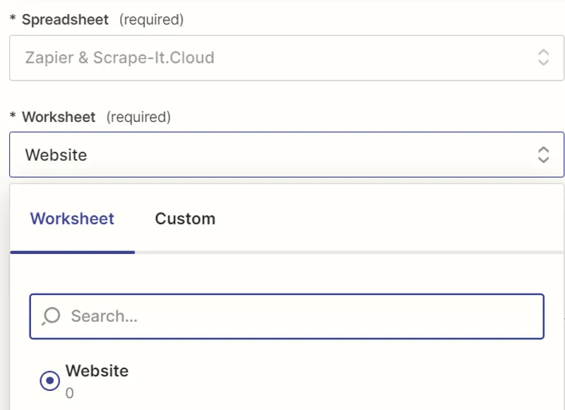 Choose Spreadsheet