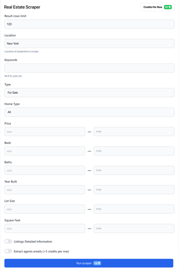 Zillow Real Estate Scraper
