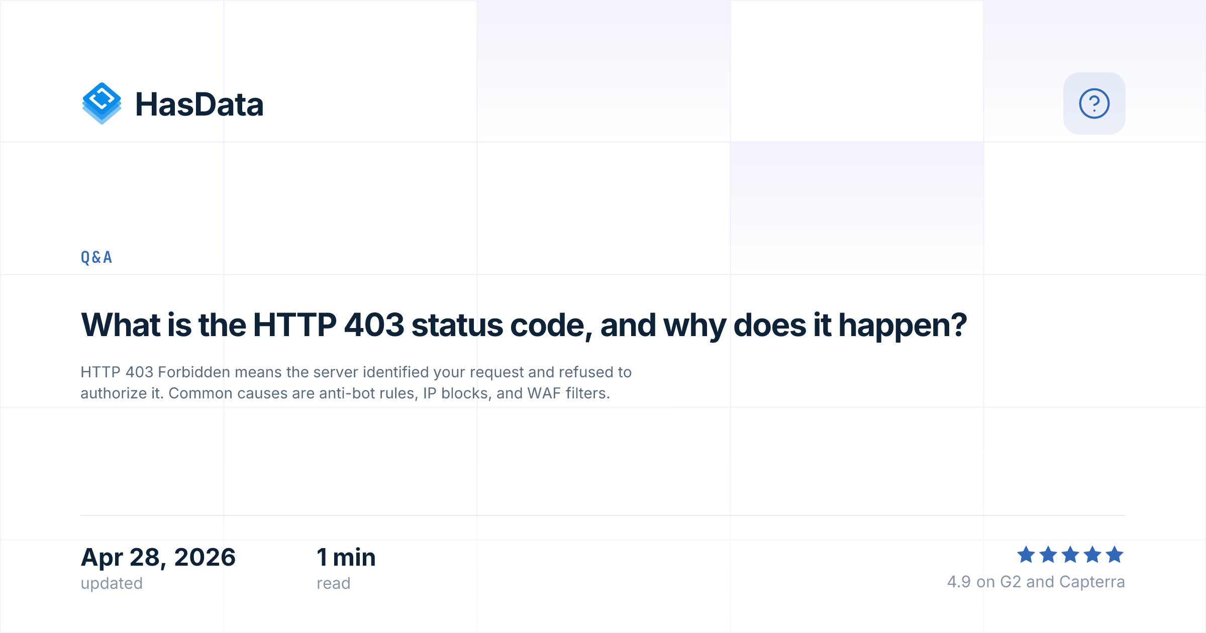 What is the HTTP 403 status code, and why does it happen? | HasData