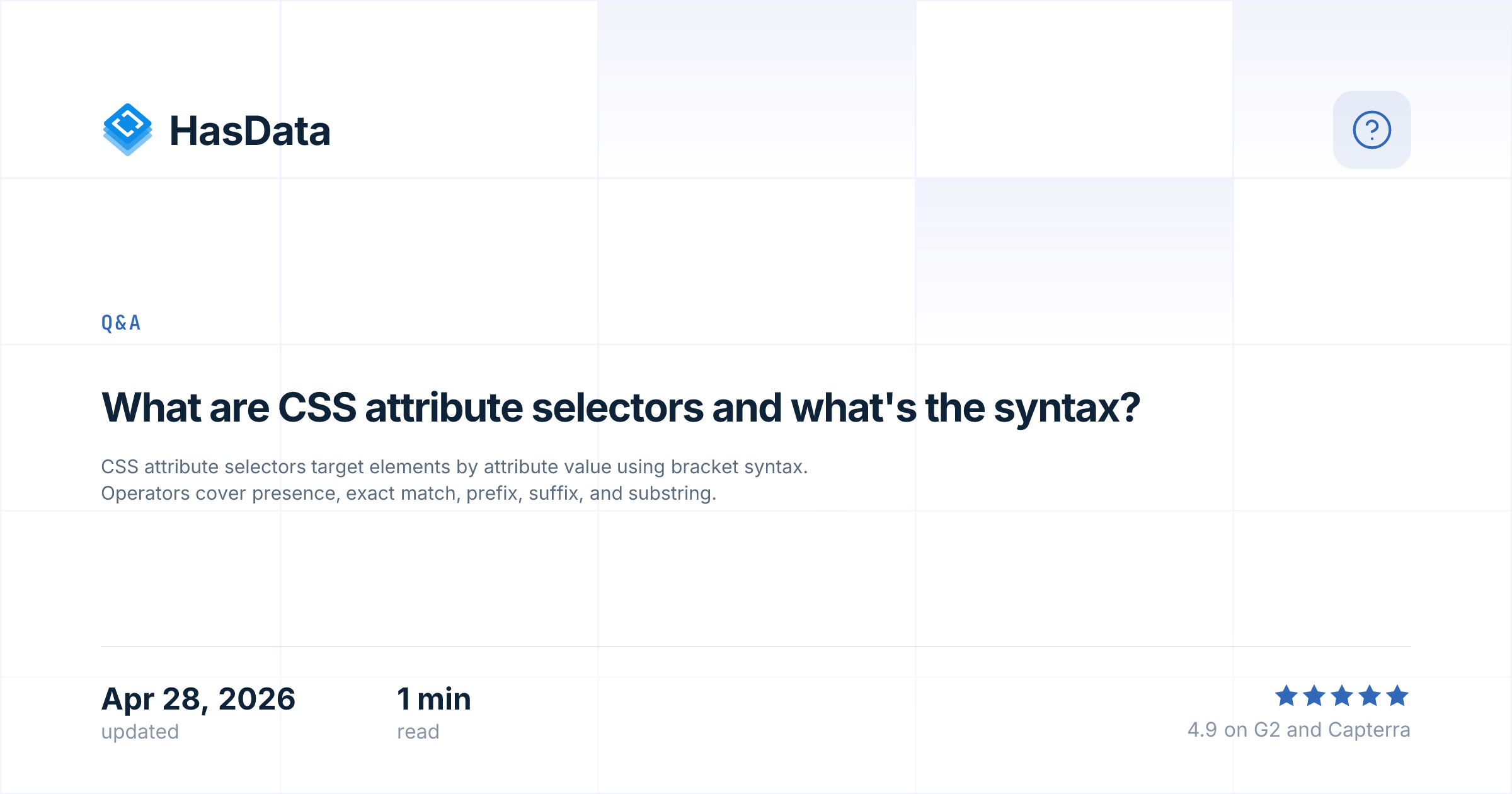 What are CSS attribute selectors and what's the syntax? | HasData