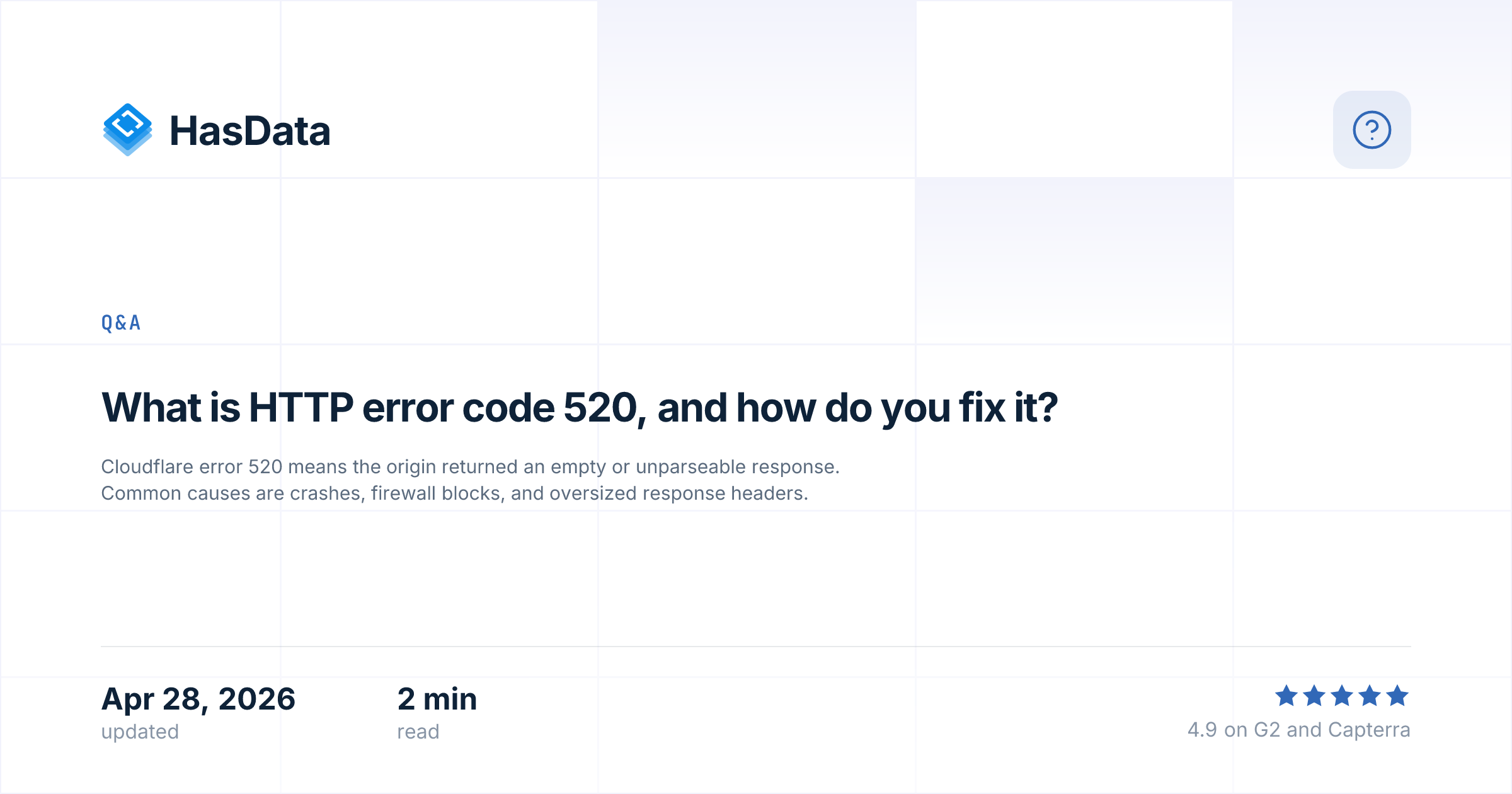 What is HTTP error code 520, and how do you fix it? | HasData